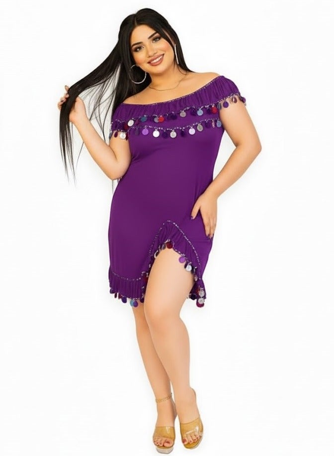 Alexandrian Oriental Galabeya, purple , one size for women - Image 2